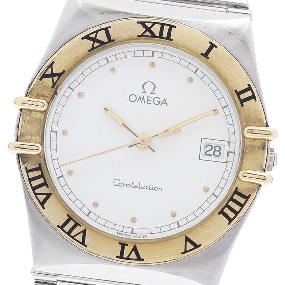 OMEGA Constellation YG bezel date white Dial Quartz Men's Watch_878636